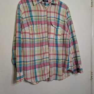 Chaps Multicolor Plaid Button Down Shirt
